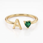 Adjustable Initial Birthstone Ring "Iris"