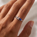 Adjustable Initial Birthstone Ring "Iris"